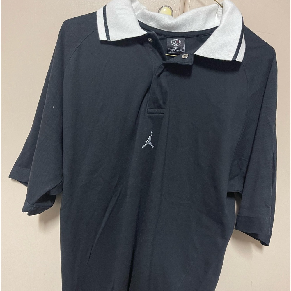 NIKE AIR JORDAN POLO SHIRT BLACK/WHITE 100% COTTON SIZE MEDIUM MENS